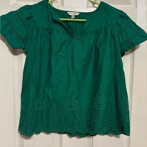 Crown & Ivy Teal Embroidered Blouse